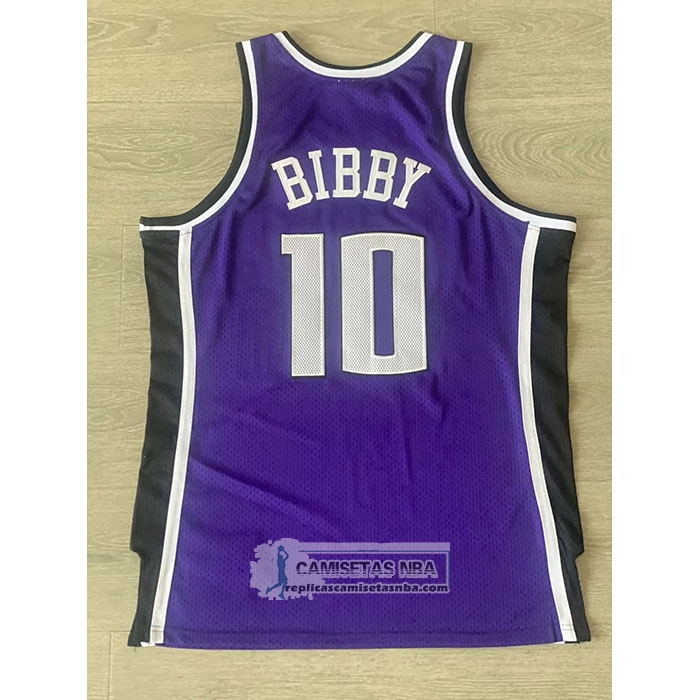 Camiseta Sacramento Kings Mike Bibby NO 10 Mitchell & Ness 2002-03 Violeta